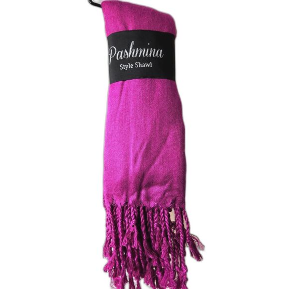 Pashmina Style Wrap Shawl Fuchsia Pink 100% Viscose New Unworn Boho Chic Scarf - Picture 1 of 5